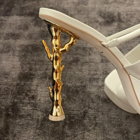 Cult Gaia White Heels Gold Bamboo - Picture 7 of 10